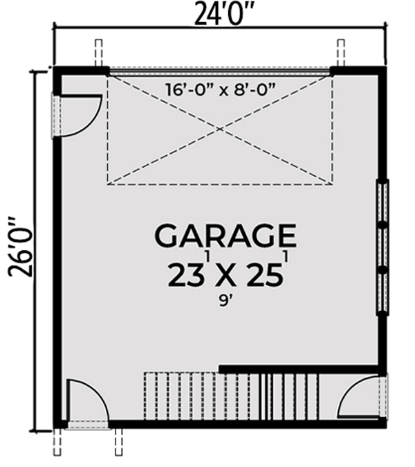 Plan 280135JWD: New American Detached Garage with Shop Above - Floor Plan - Main Level - Barndominium, Carriage, Country, Craftsman, New American