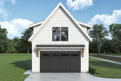 New American Detached Garage with Shop Above