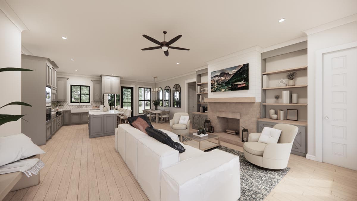 Plan 56501SM: 3-Bed Modern Farmhouse Plan with Perfect Exterior Symmetry - 1924 Sq Ft - Image #5 - Country, Modern Farmhouse, New American, Southern, Traditional