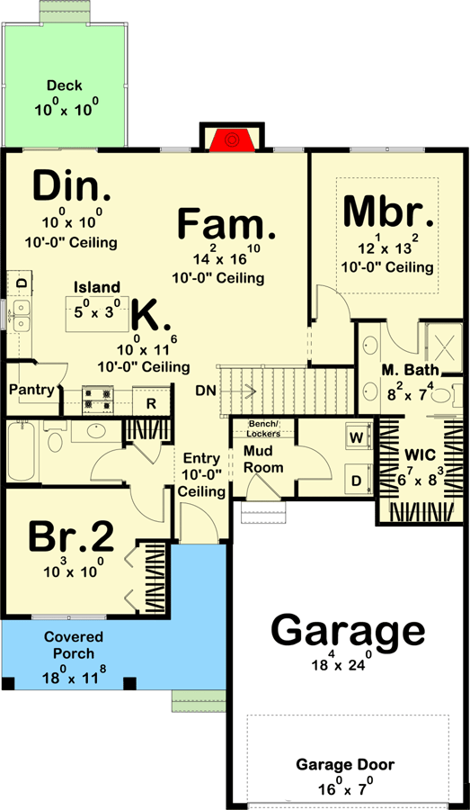 Plan 62346DJ: Affordable Traditional-style House Plan Under 1,200 Square Feet - Floor Plan - Main Level - Cottage, Country, Northwest, Traditional