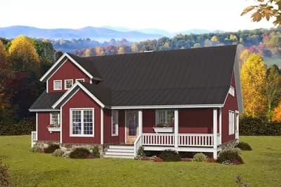 Mountain Country Home Plan with 2 Master Suites and 2-Story Living Room