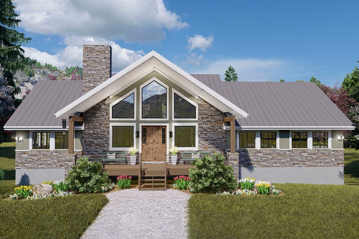 Plan 61377UT: Mountain Ranch Home Plan with Sunroom and Lower Level Garage - Image #7 - Craftsman, Mountain, Ranch, Vacation