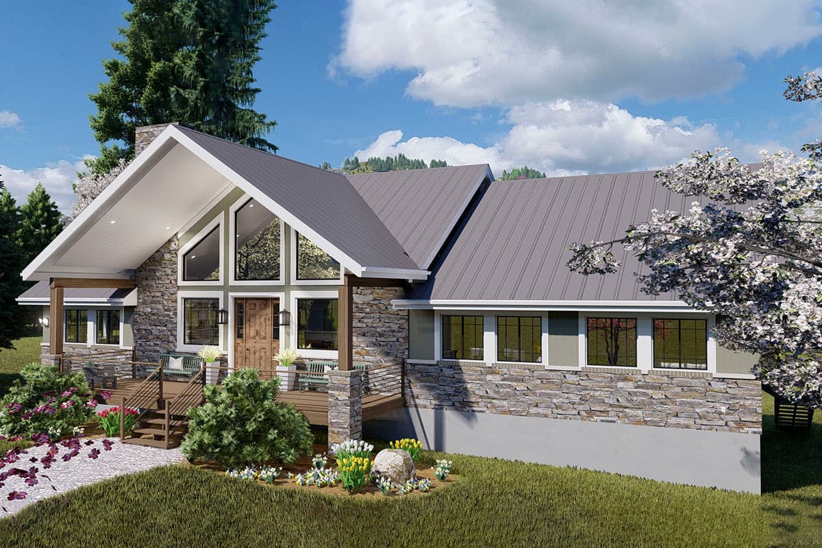Plan 61377UT: Mountain Ranch Home Plan with Sunroom and Lower Level Garage - Image #8 - Craftsman, Mountain, Ranch, Vacation