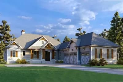 Mountain Craftsman House Plan with Home Office and Screened Porch