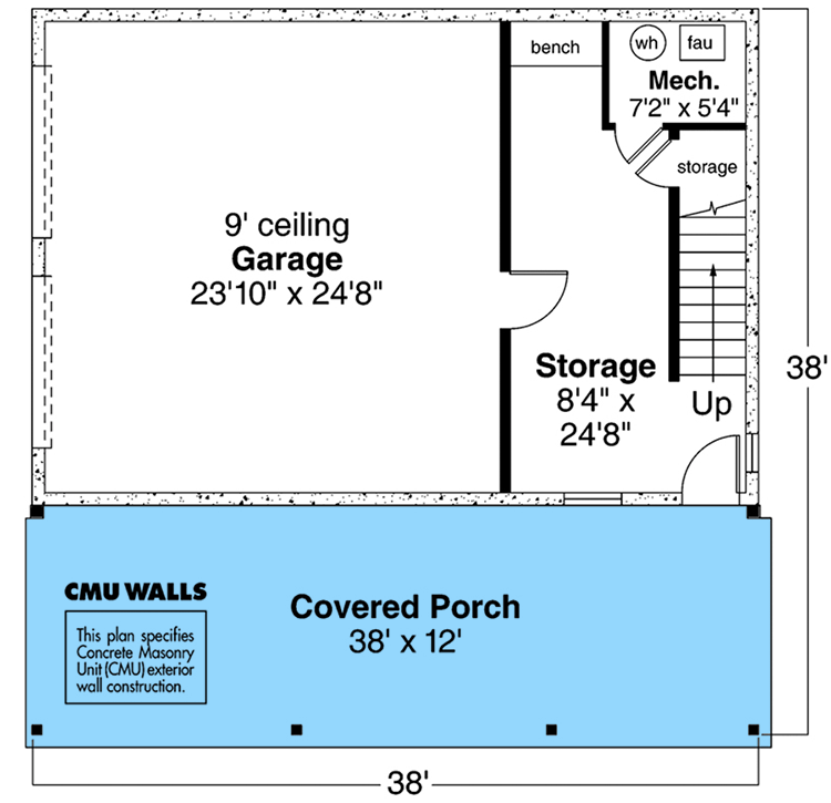 Plan 720035DA: Craftsman-style 2-Car Garage Plan with Loft Living Above - Floor Plan - Main Level - Carriage, Country, Craftsman