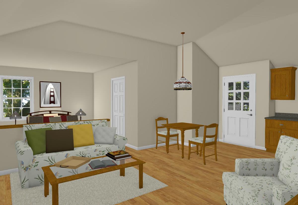 Plan 560022TCD: Tiny One-Bed Home Plan with Rear Porch - Image #4 - Colonial, Country, Traditional