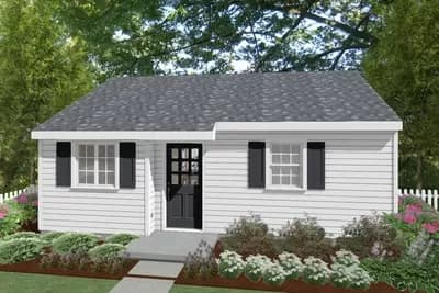 Tiny One-Bed Home Plan with Rear Porch
