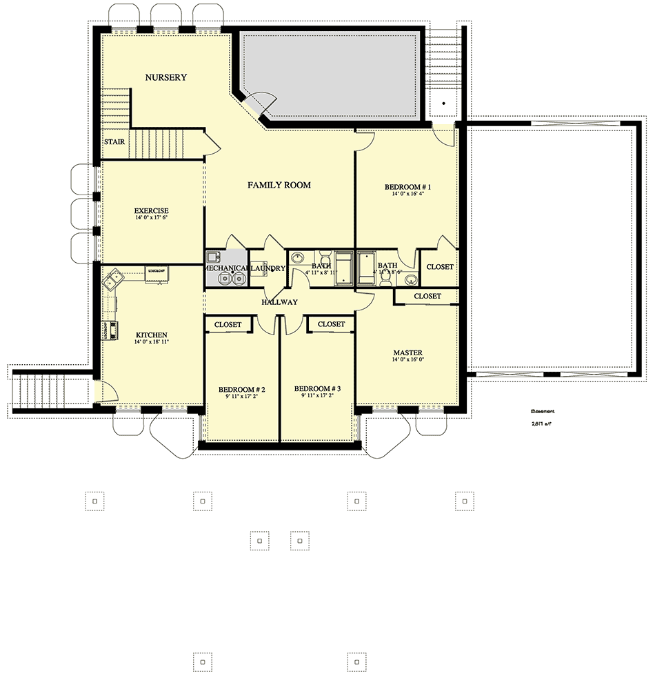 Plan 61380UT: Contemporary Mountain House Plan for Multi-generational Living - Floor Plan - Lower Level - Contemporary, Mountain, Ranch