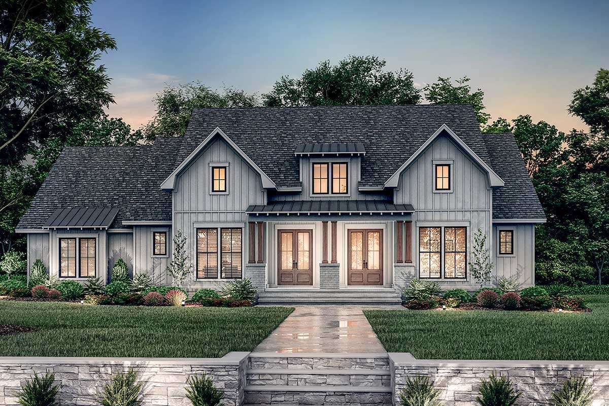 Plan 51858HZ: 3-Bed Modern Farmhouse Plan with Large Optionally Finished Bonus Room Upstairs - Image #5 - Cottage, Country, Farmhouse, Modern Farmhouse, New American, Southern, Traditional