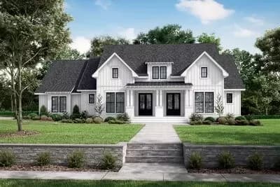 3-Bed Modern Farmhouse Plan with Large Optionally Finished Bonus Room Upstairs