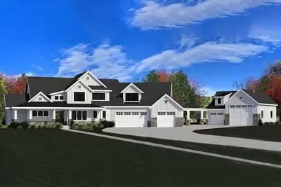 Modern Farmhouse Plan with RV Garage with Loft Above