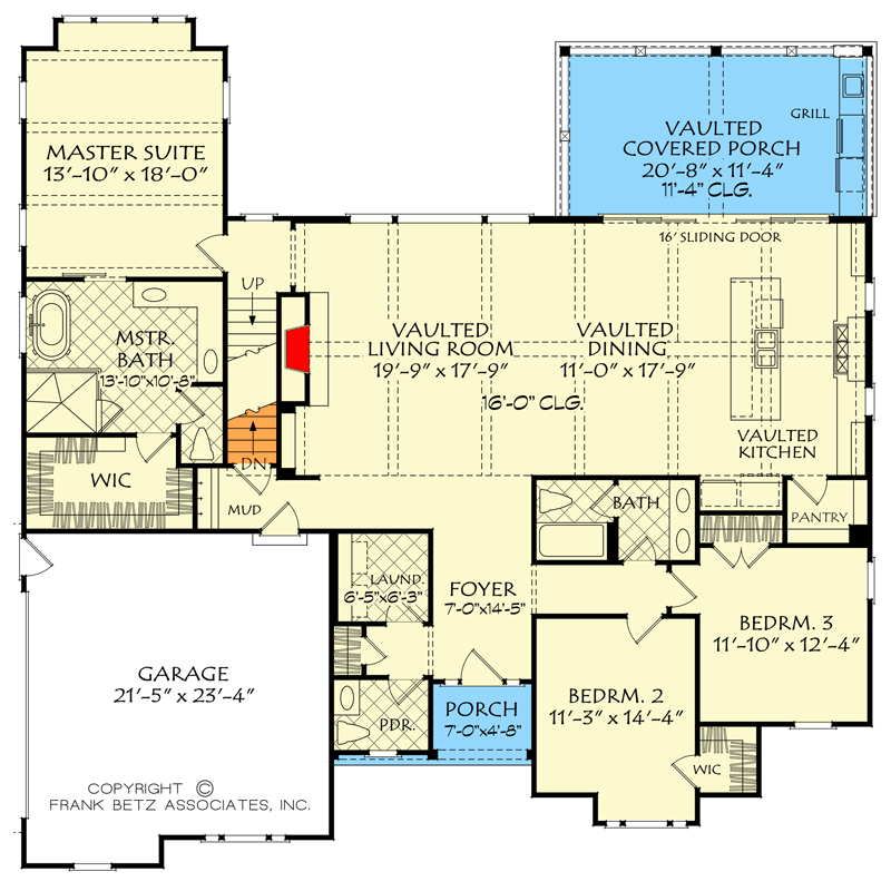 Plan 710383BTZ: New American Farmhouse Plan with Central Gable and Vaulted Open Concept Layout - Floor Plan - Main Level - Country, Craftsman, Farmhouse, Modern Farmhouse, New American, Southern