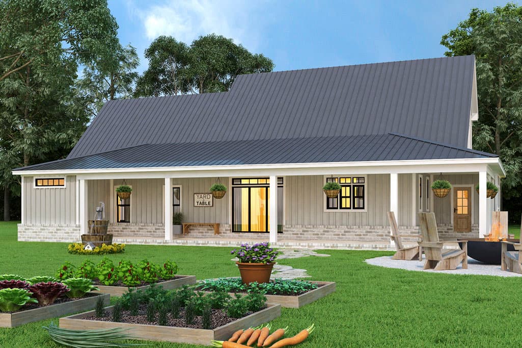 Plan 12320JL: One-Story Farmhouse Plan with Rear Wrap-Around Porch and Bonus Expansion - 2230 Sq Ft - Image #7 - Country, Farmhouse, Modern Farmhouse, New American, Traditional