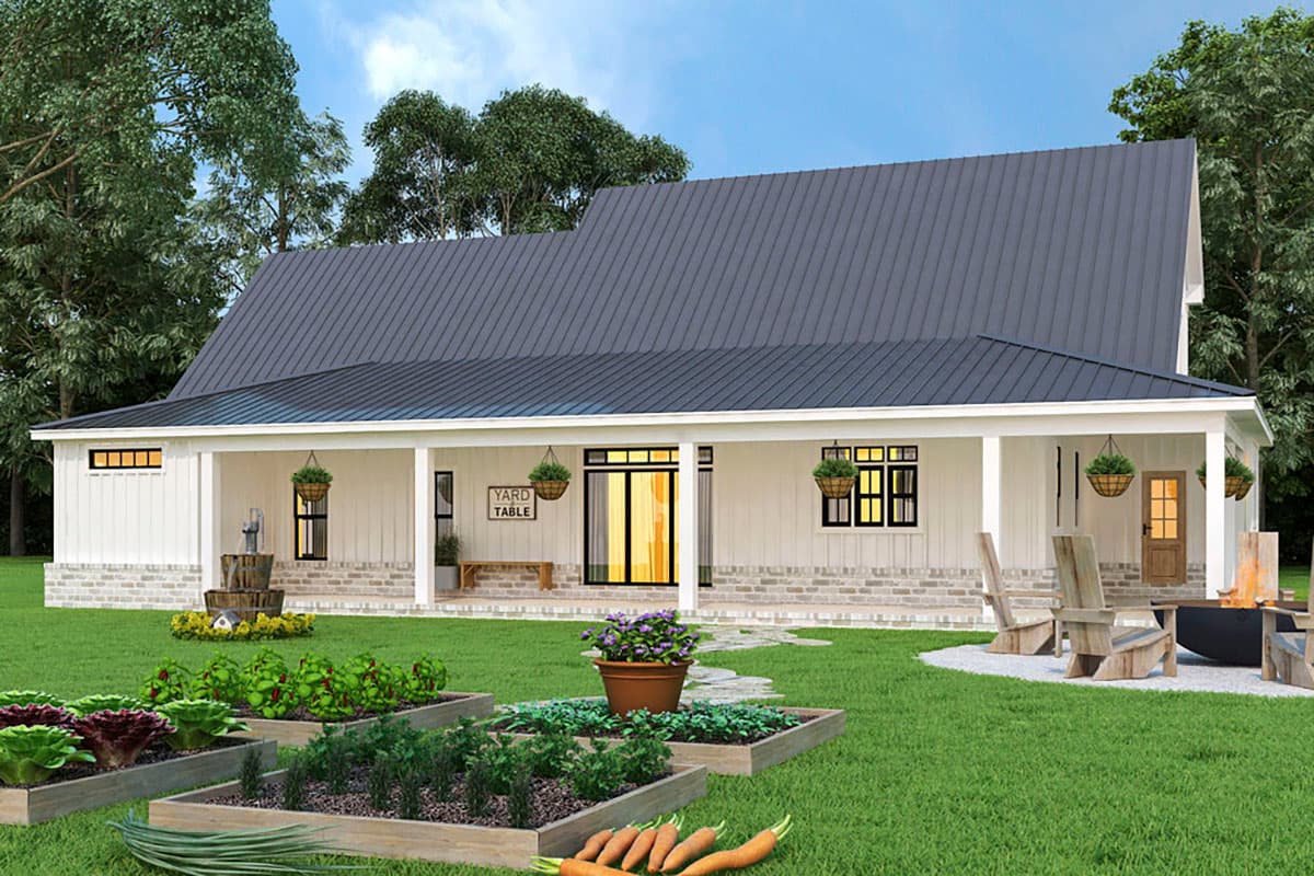 Plan 12320JL: One-Story Farmhouse Plan with Rear Wrap-Around Porch and Bonus Expansion - 2230 Sq Ft - Image #8 - Country, Farmhouse, Modern Farmhouse, New American, Traditional
