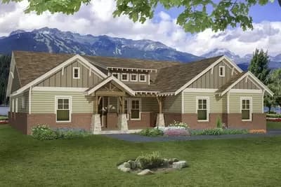 One-story Craftsman House Plan with Vaulted Family Room on a Basement