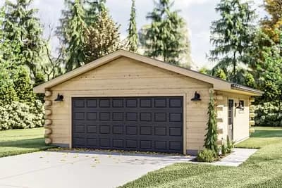 Rustic Garage Plan with Wood Log Siding