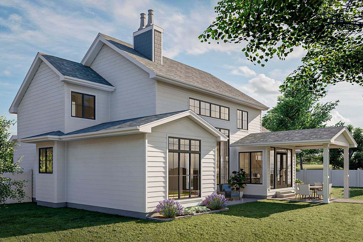 Plan 62357DJ: 4-Bed House Plan with Fireplaces in the Home Office and the 2-Story Great Room - Image #8 - New American, Traditional, Transitional