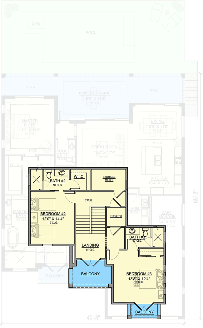 Plan 65641BS: Transitional Mediterranean House Plan with Main-floor Master Suite - Floor Plan - 2nd Floor - Coastal, European, Florida-Style, Mediterranean, Transitional