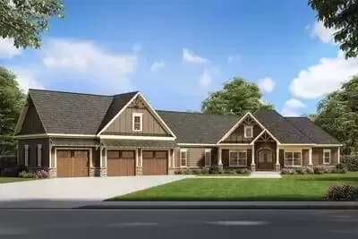 Craftsman House Plan with 3-Car Angled Garage