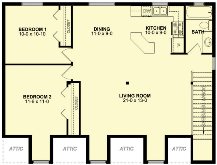 Plan 67764MG: Traditional Carriage House Plan with 3-Car Garage - Floor Plan - 2nd Floor - Carriage, Country, Traditional
