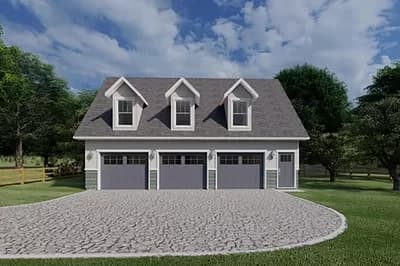 Traditional Carriage House Plan with 3-Car Garage