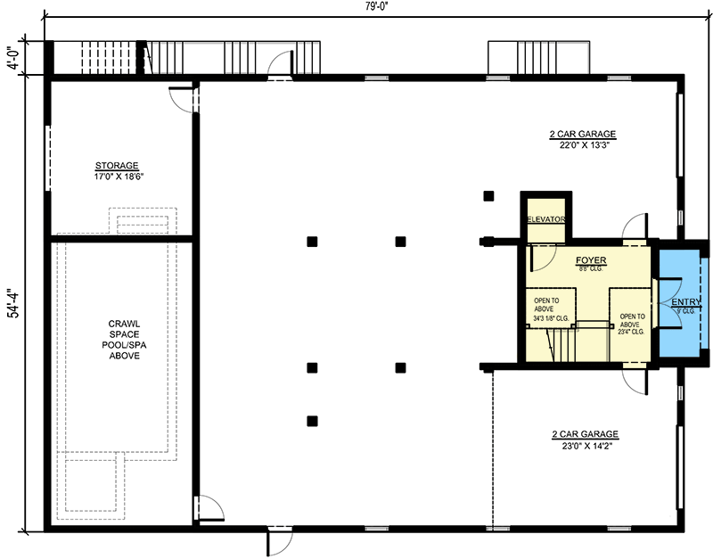 Plan 65646BS: Southern Coastal Home Plan with Two Master Suites - Floor Plan - Lower Level - Coastal, Coastal Contemporary, Contemporary, European, Florida-Style, Mediterranean, Southern, Transitional, Tuscan