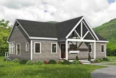 2-Bed House Plan with Vaulted Interior and 4-Season Room - 1541 Sq Ft