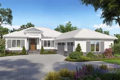 3-Bed Southern Coastal Contemporary Home Plan with Den and Spacious Lanai