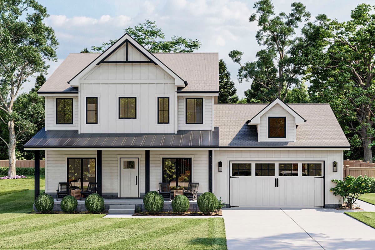 Plan 62361DJ: 3-Bed Modern Farmhouse with Home Office and Mudroom - Image #7 - Country, Craftsman, Farmhouse, Modern Farmhouse, New American, Traditional