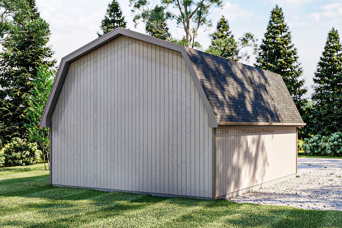 Plan 62363DJ: Barn-like 2-car Garage with Attic Storage and Workshop Potential - Image #4 - Barndominium, Country, Farmhouse, Traditional