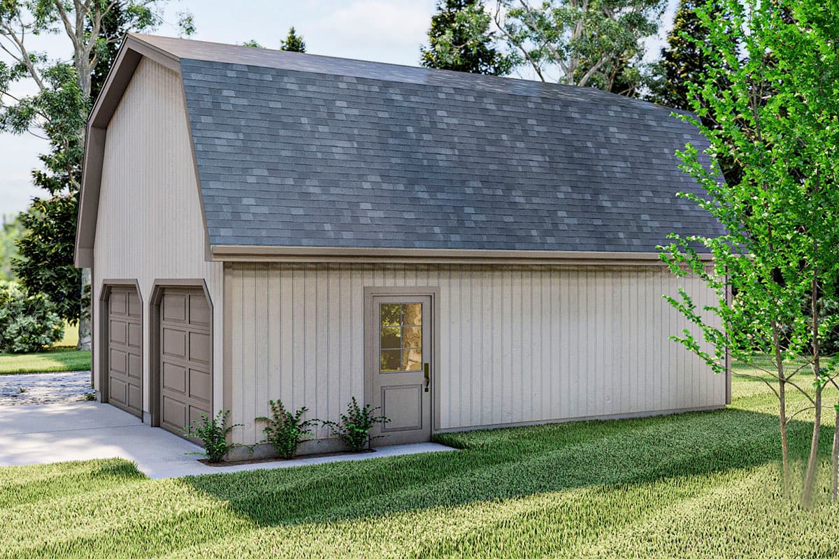 Plan 62363DJ: Barn-like 2-car Garage with Attic Storage and Workshop Potential - Image #5 - Barndominium, Country, Farmhouse, Traditional