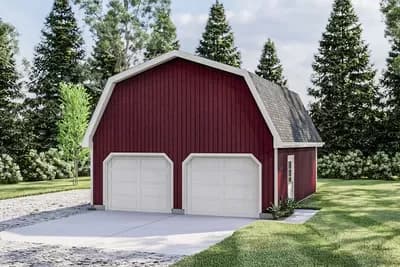 Barn-like 2-car Garage with Attic Storage and Workshop Potential