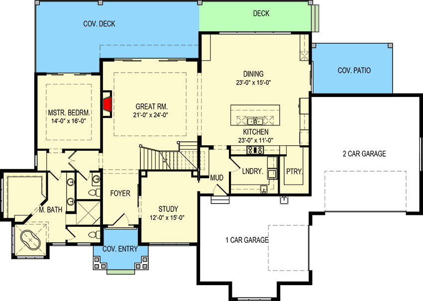Plan 290154IY: Contemporary Two-story House Plan with Home Theater in Walk-out Basement - Floor Plan - Main Level - Contemporary, Northwest, Prairie