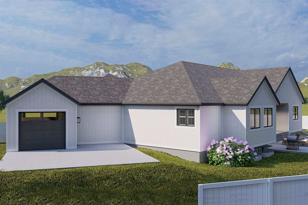 Plan 61382UT: Exclusive Country Ranch Home Plan with Home Office and Angled Garage - Image #8 - Country, Craftsman, Mountain, New American, Ranch