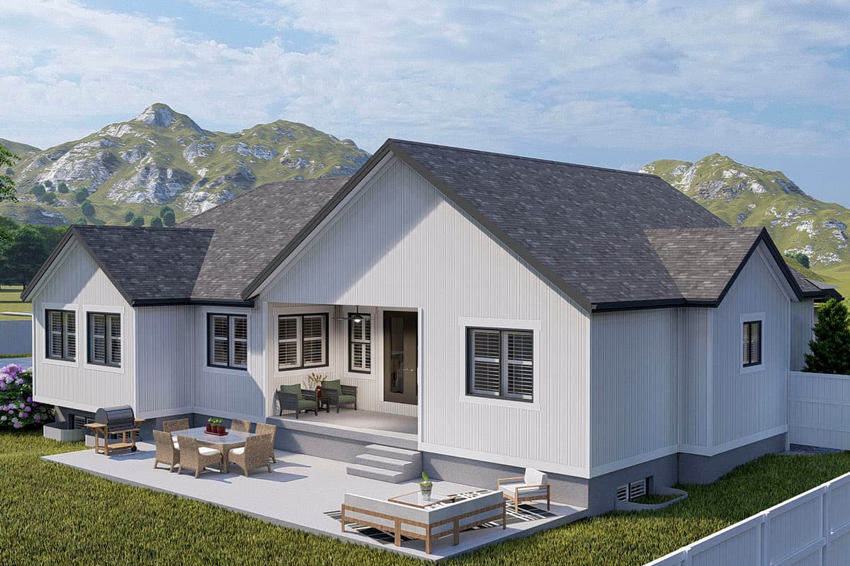 Plan 61382UT: Exclusive Country Ranch Home Plan with Home Office and Angled Garage - Image #10 - Country, Craftsman, Mountain, New American, Ranch