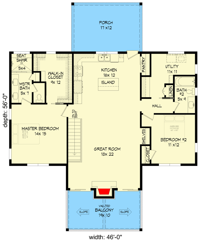 Plan 68759VR: Mountain Home Plan with Double Garage and Open Living Space - 1911 Sq Ft - Floor Plan - Main Level - Country, Mountain, Ranch, Rustic, Vacation