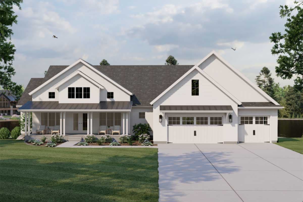 Plan 62368DJ: New American Home Plan with Split Bedroom Layout Plus Bonus and Lower Level Expansion - Image #6 - Craftsman, New American, Ranch