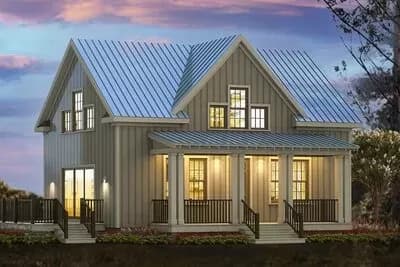 Two-Story Cottage Plan with 3 Bedrooms - 1269 Sq Ft