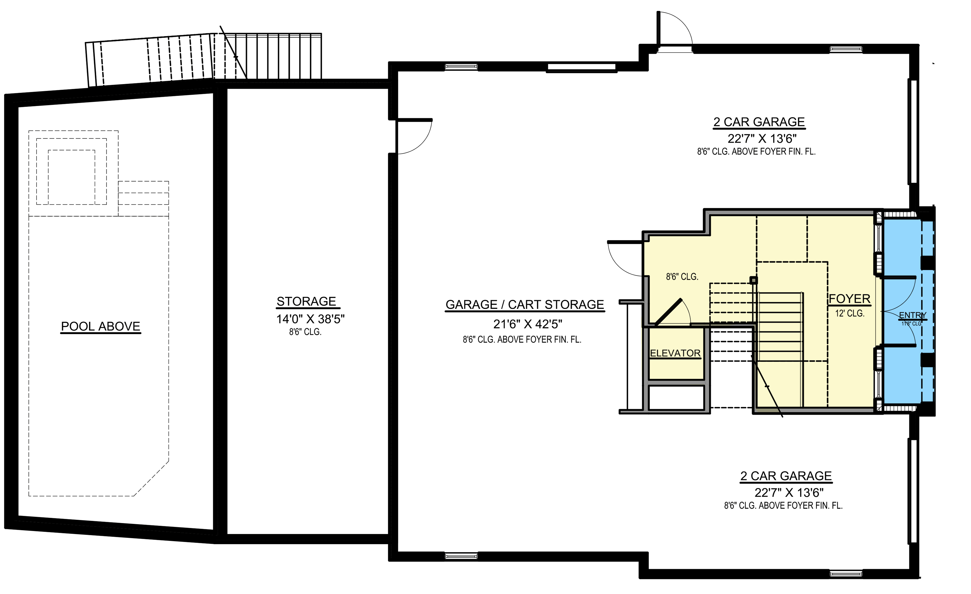 Plan 65653BS: Coastal Contemporary House Plan with Front and Back Balconies - 3741 Sq Ft - Floor Plan - Main Level/Ground Level - Coastal, Coastal Contemporary, Contemporary, European, Florida-Style, Transitional