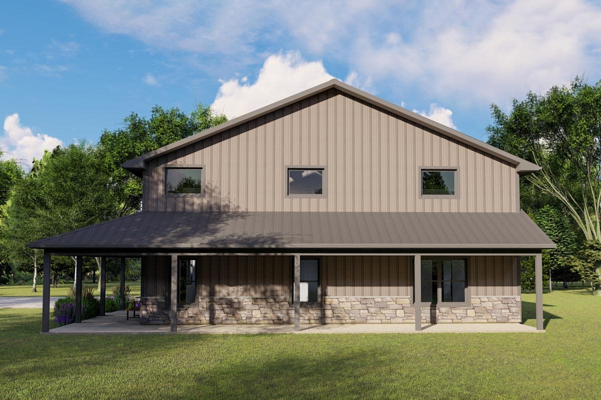 Plan 135045GRA: 3-Bed Barndominium House Plan with Home Office and Oversized Garage Doors - 2456 Sq Ft - Image #11 - Barndominium, Traditional