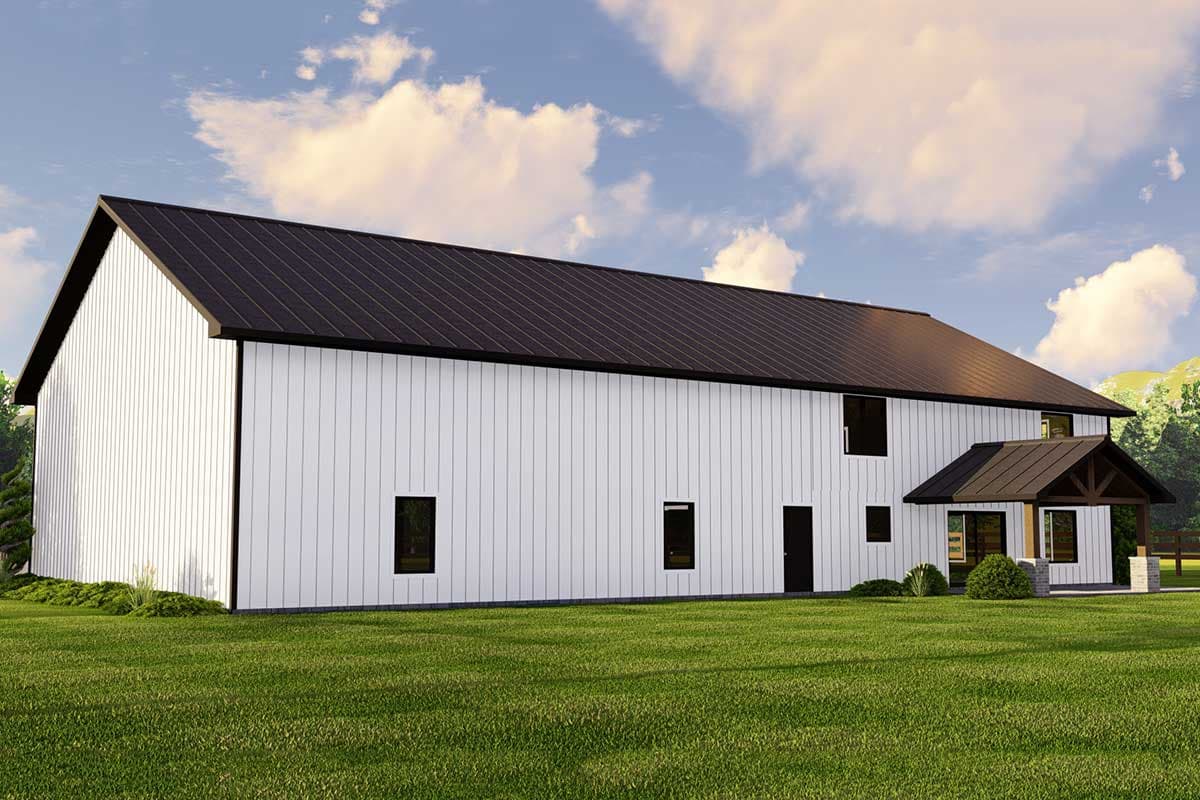 Plan 135046GRA: 3-Bed Barndominium Plan with Front and Rear Porches and Main-floor Master  - Image #4 - Barndominium, Country, Traditional