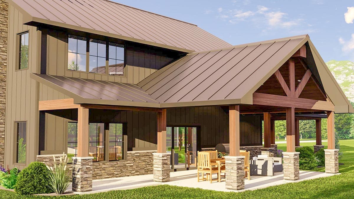 Plan 135047GRA: Barndominium with Wraparound Porch and 2-Story Living Room - 2765 Sq Ft - Image #6 - Barndominium, Country, Modern Farmhouse, New American, Traditional