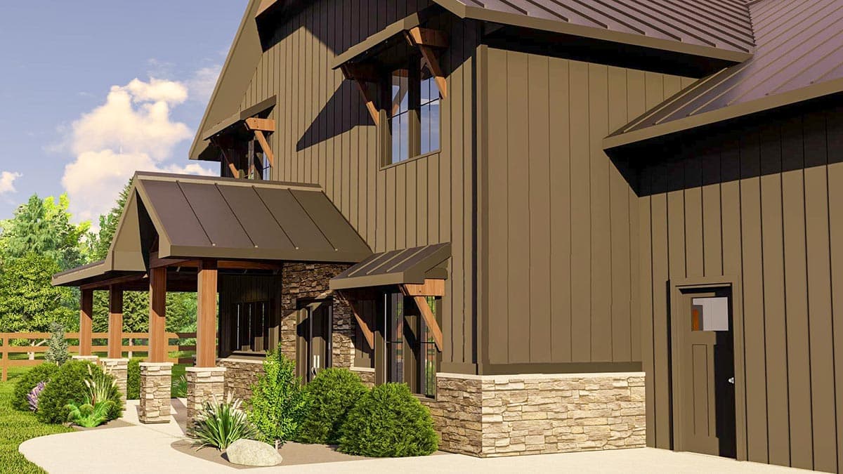 Plan 135047GRA: Barndominium with Wraparound Porch and 2-Story Living Room - 2765 Sq Ft - Image #7 - Barndominium, Country, Modern Farmhouse, New American, Traditional