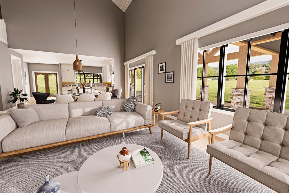 Plan 135047GRA: Barndominium with Wraparound Porch and 2-Story Living Room - 2765 Sq Ft - Virtual Tour Cover Image - Barndominium, Country, Modern Farmhouse, New American, Traditional