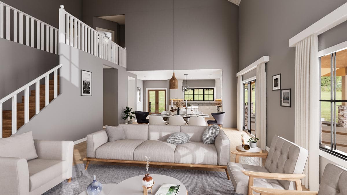 Plan 135047GRA: Barndominium with Wraparound Porch and 2-Story Living Room - 2765 Sq Ft - Image #15 - Barndominium, Country, Modern Farmhouse, New American, Traditional