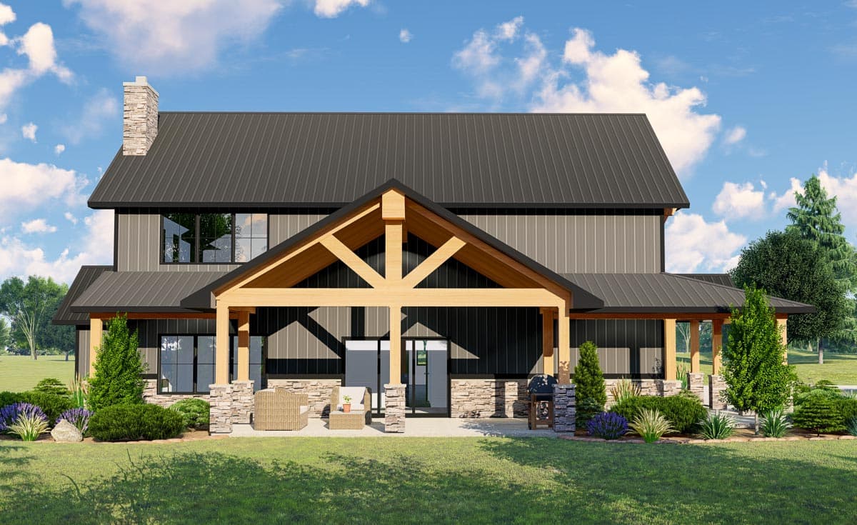 Plan 135047GRA: Barndominium with Wraparound Porch and 2-Story Living Room - 2765 Sq Ft - Image #10 - Barndominium, Country, Modern Farmhouse, New American, Traditional