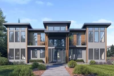 Spacious 2-Story Contemporary House Plan with ADU above 4-Car Garage