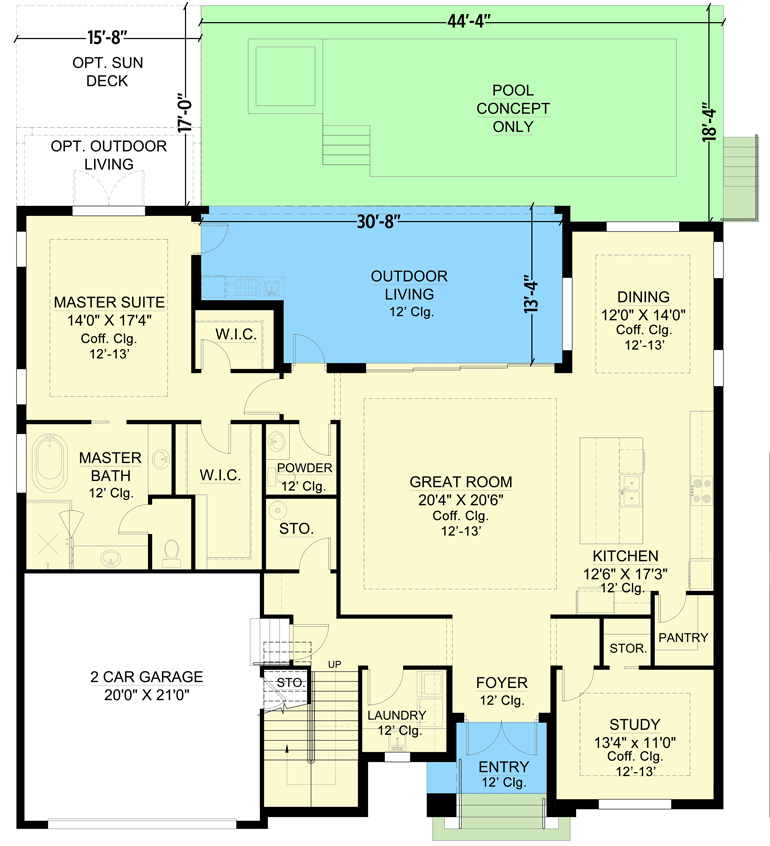 Plan 65658BS: Southern Mediterranean Home Plan with Optional 4th Bedroom - Floor Plan - Main Level - Coastal, European, Florida-Style, Mediterranean, Southern