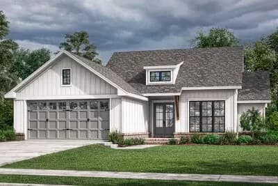 3-Bed New American Farmhouse Plan Under 1,500 Square Feet