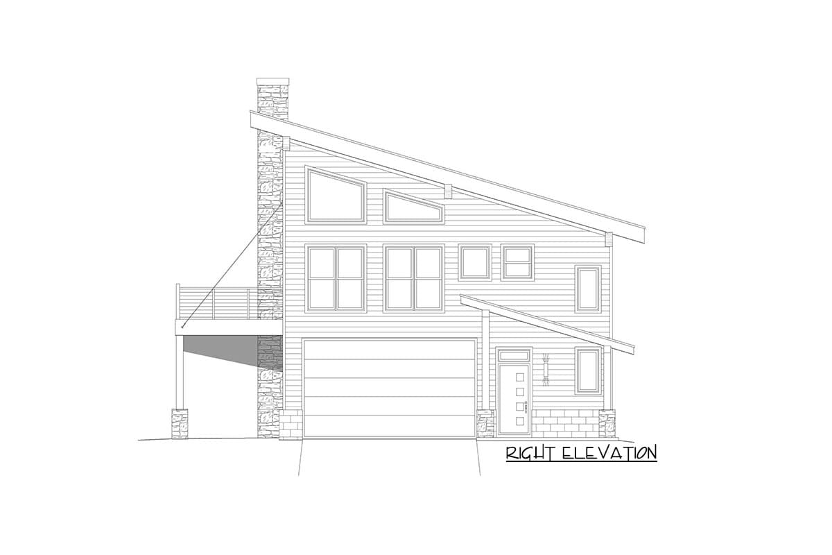 Plan 68760VR: Modern Mountain Home Plan with Ship-ladder-access Loft Space - 1571 Sq Ft - Image #6 - Contemporary, Mid Century Modern, Modern, Mountain, Northwest, Vacation